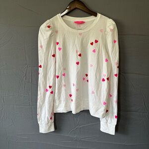 Lilly Pulitzer White Sweater with Pink and Red Hearts